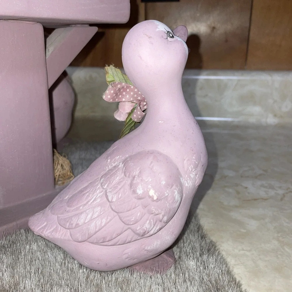 Ceramic Geese Duck With‎ Mailbox Egg Nest Four Birds